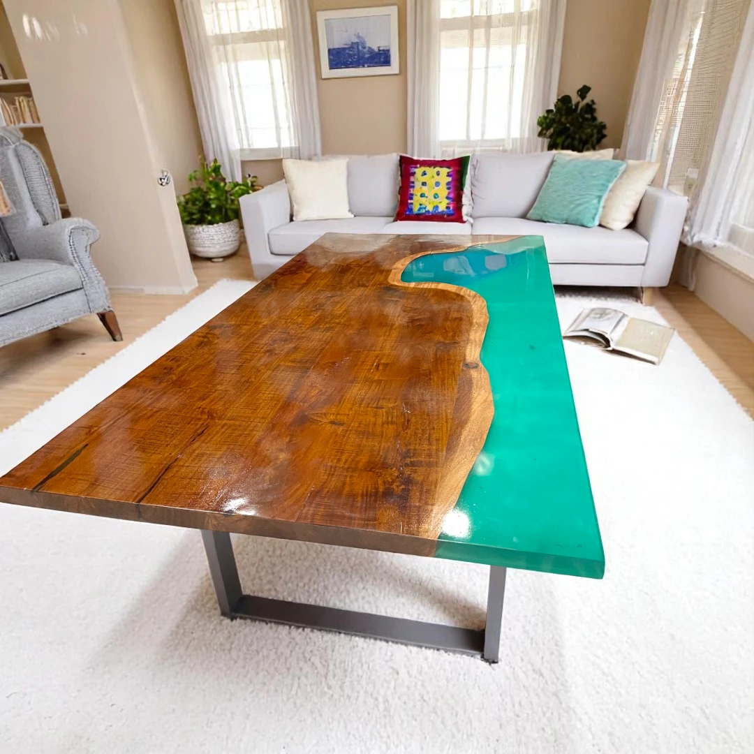 Customizable Rectangle Wood Epoxy Table Tops Exquisite Furniture 